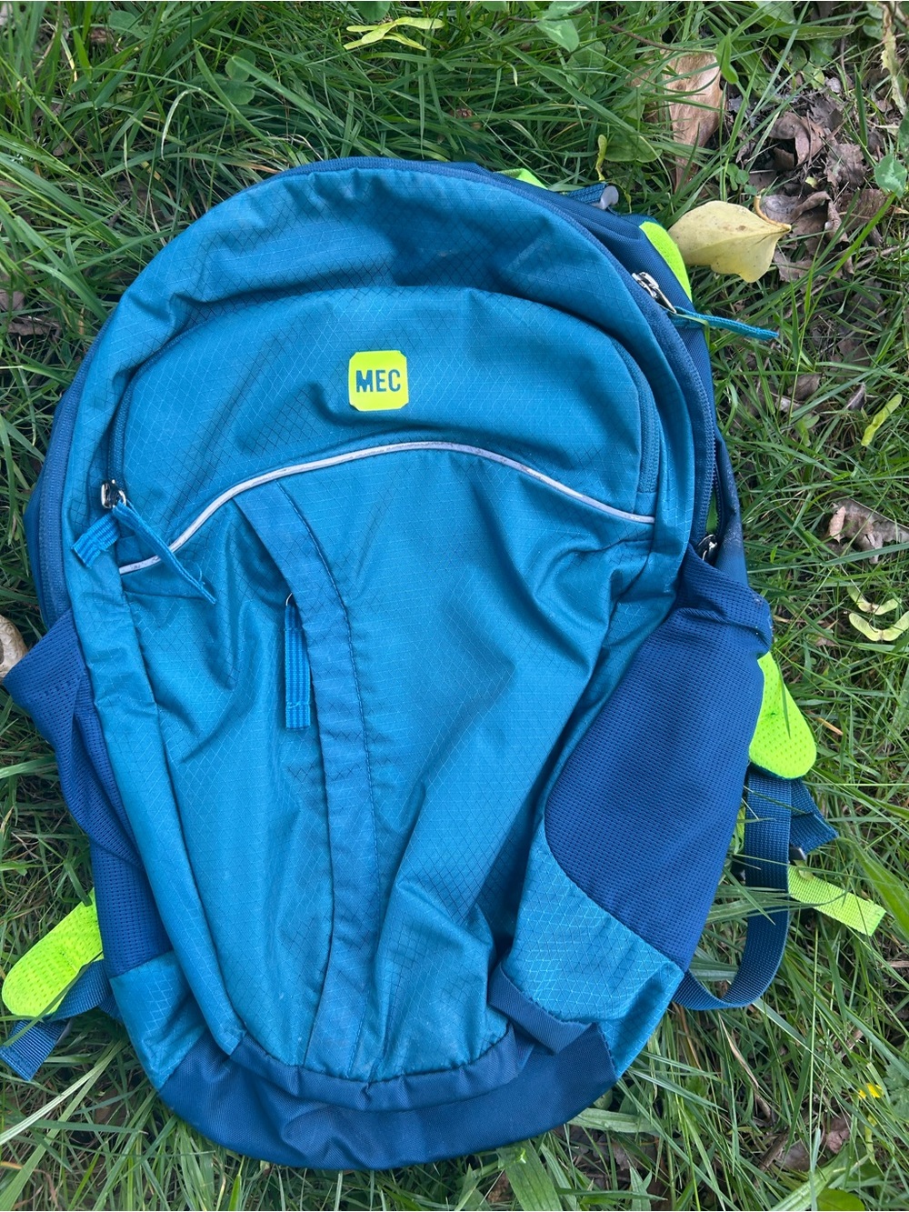 MEC Blue Backpack with Neon Green Accents 16L day bag suitable for kids